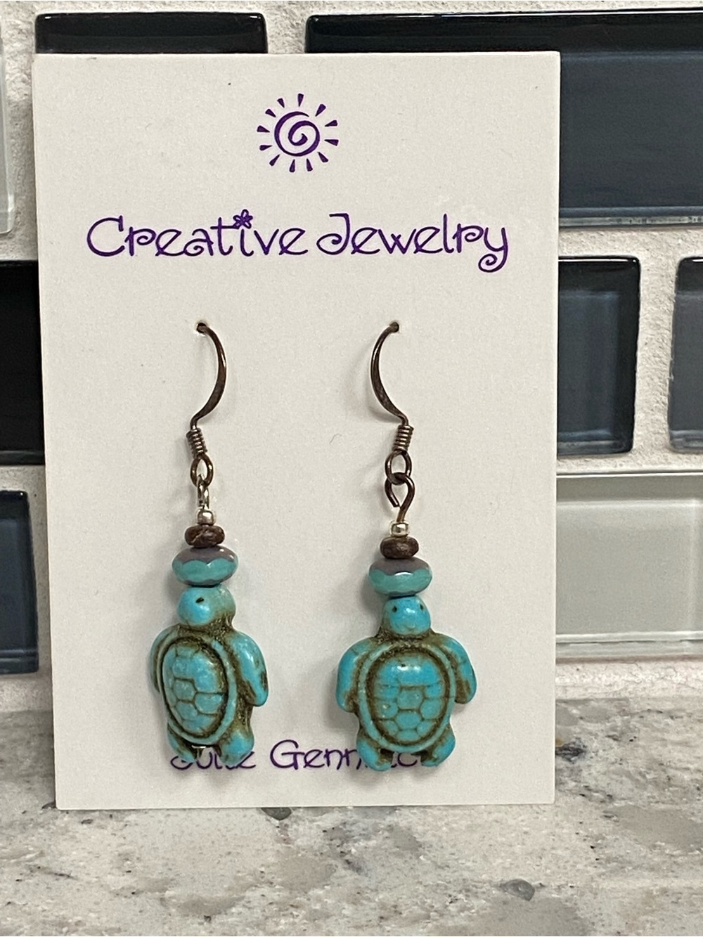 Turquoise Turtle Drop Earrings